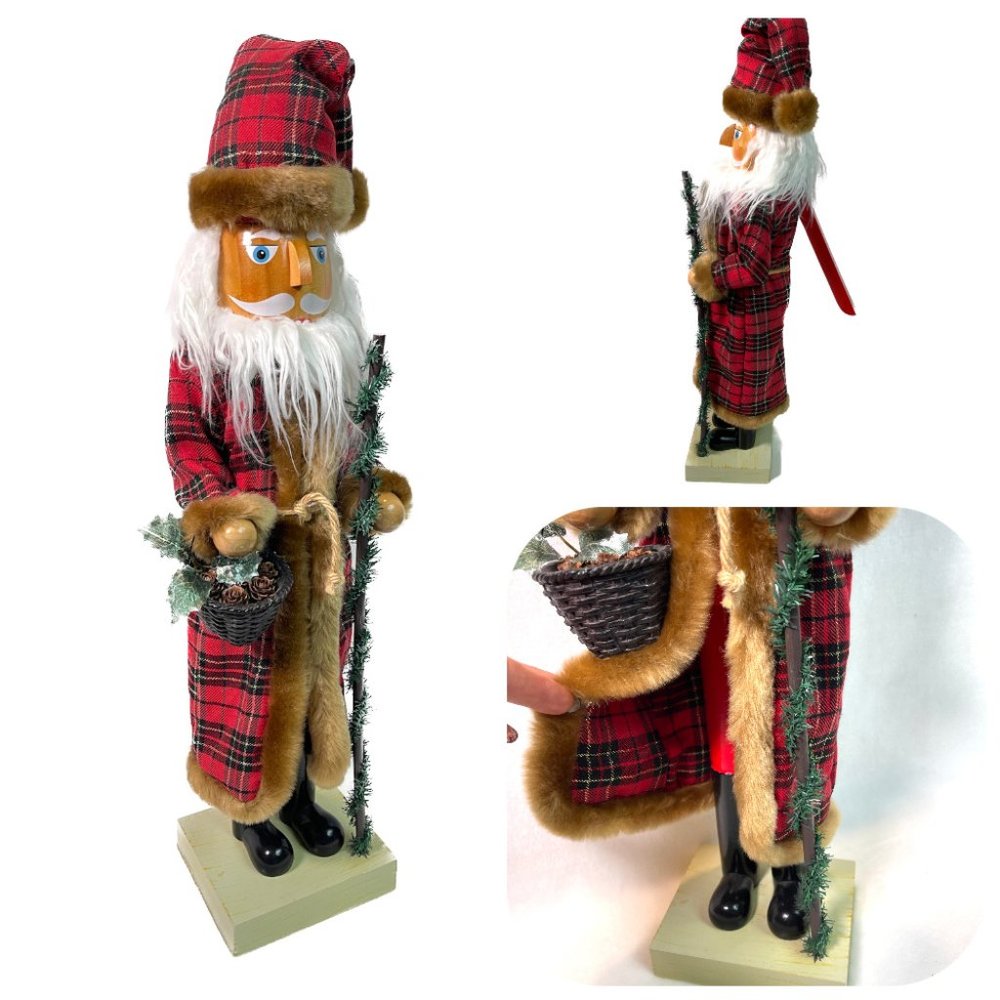 New Large Handcrafted Santa wooden Traditional Functional Nutcracker